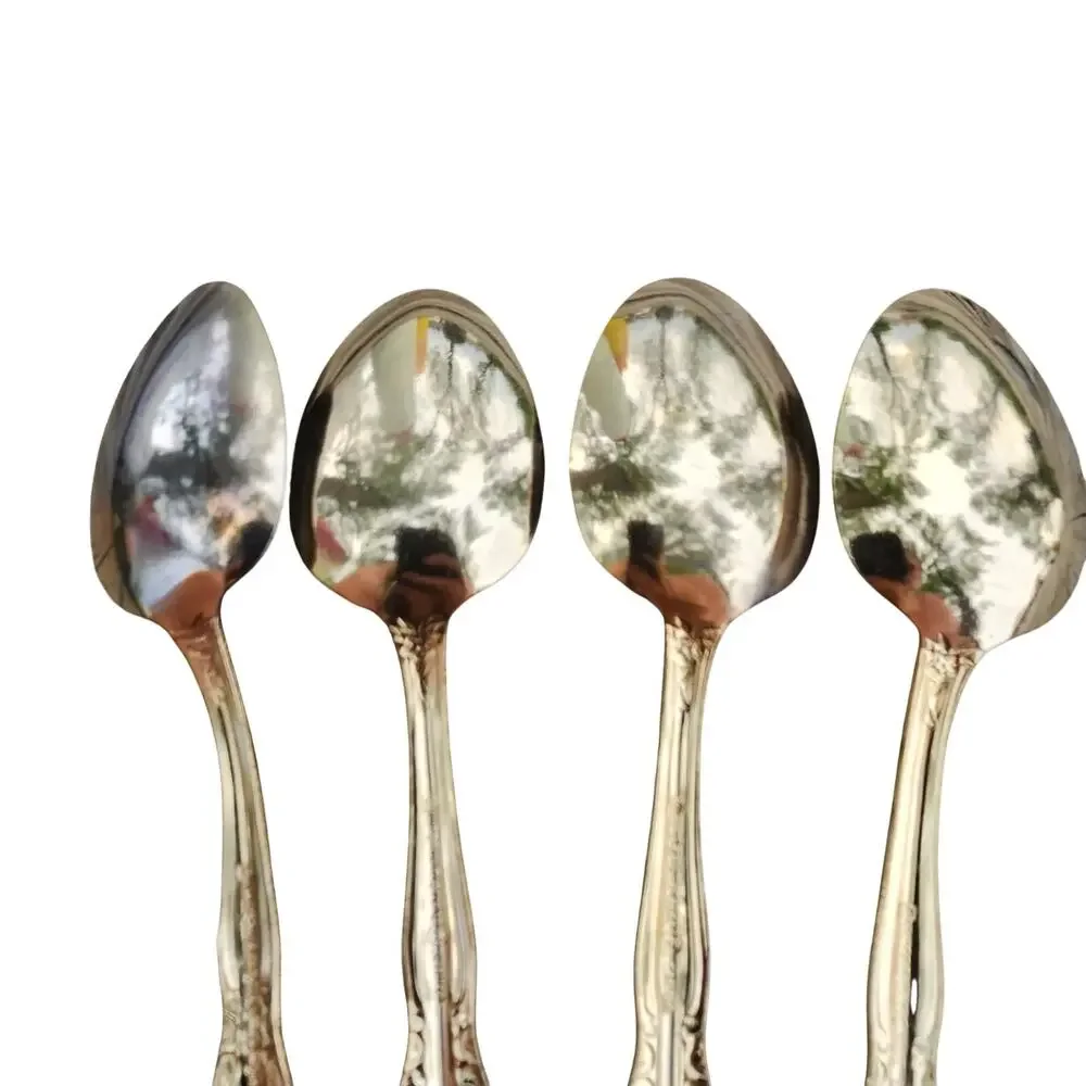 Lot 4 International Silver San Marcos Gold Electroplate Oval Soup Spoons 7 3/8